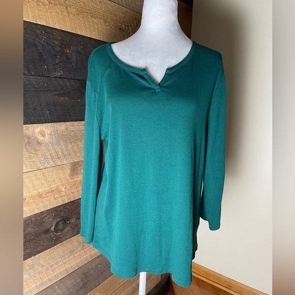 Chico’s cotton three quarter sleeve v-neck top Size Large - Picture 1 of 5